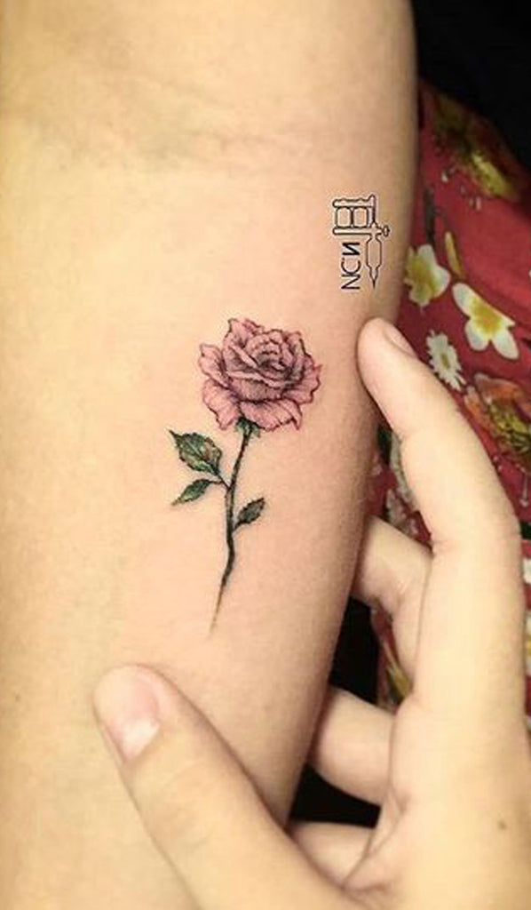 Small Tiny Delicate Watercolor Rose Forearm Tattoo Ideas for Women -  ideas de acuarela tatuaje de la flor para las mujeres - www.MyBodiArt.com