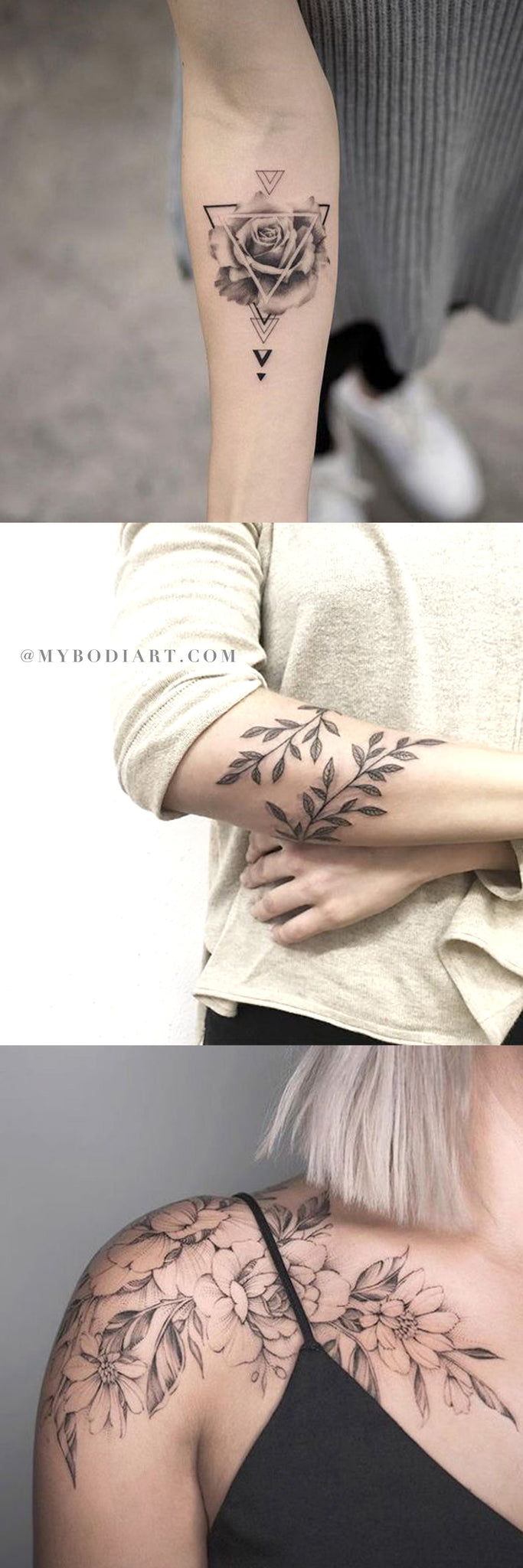 Delicate Beautiful Flower Rose Nature Inspired Tattoo Ideas for Women - ideas hermosas del tatuaje de la flor para las mujeres - www.MyBodiArt.com