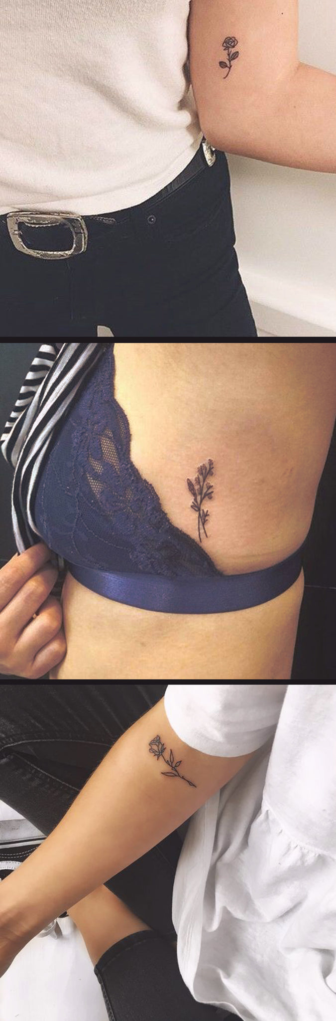 Small Flower Tattoo Ideas for Women - Minimal Wild Rose Rib Tatouage - Tiny Arm Wrist Floral Ideas Del Tatuaje - www.MyBodiArt.com