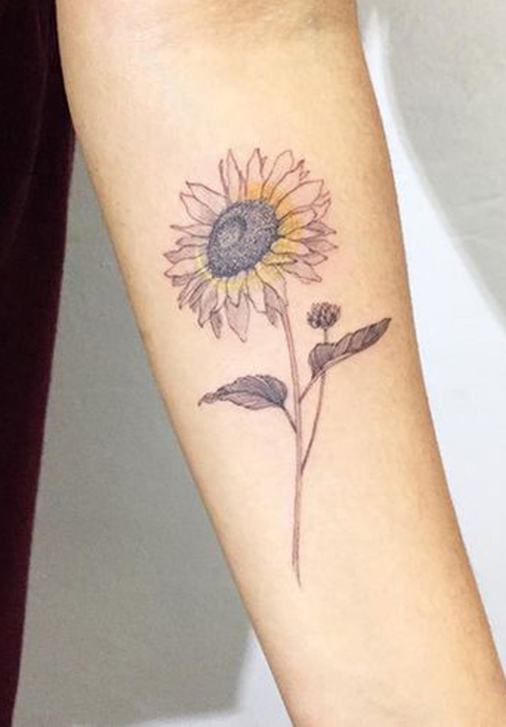 Cute Black Delicate Sketch Sunflower Forearm Tattoo Ideas for Women  ideas lindas del tatuaje del girasol para las mujeres - www.MyBodiArt.com  