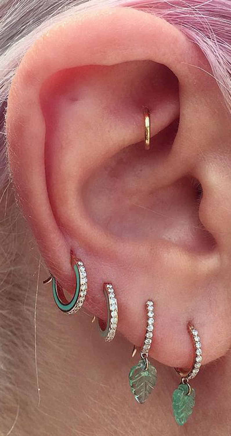 Cool Unique Ear Piercing Ideas - Gold Rook Ring Earring - Four Hoops - MyBodiArt.com
