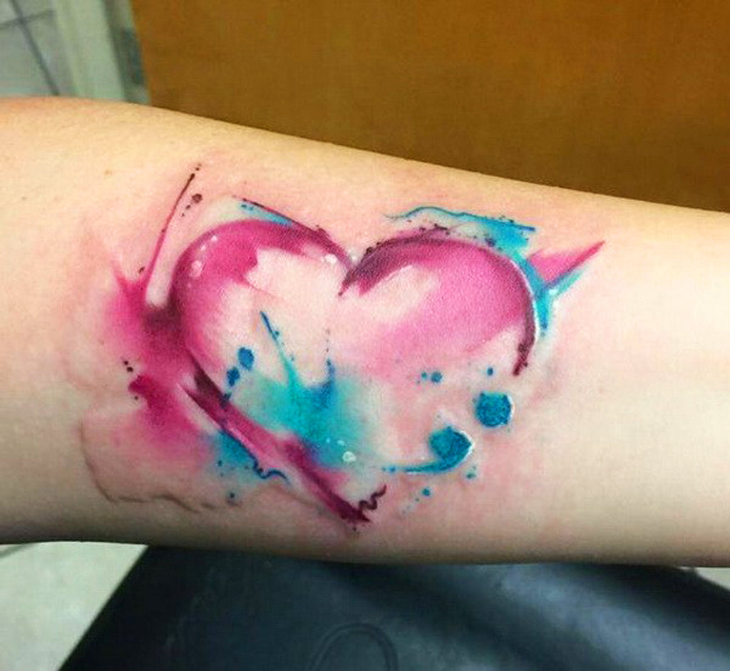 Heart Arm Watercolor Tattoo Ideas - MyBodiArt.com