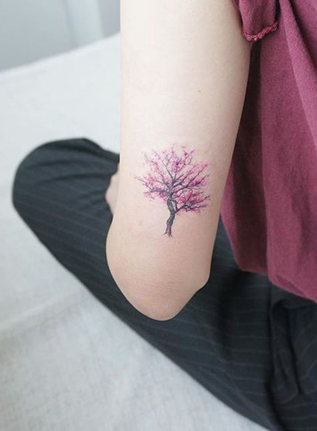 Back of Arm Cherry Blossom Tree Tattoo Ideas at MyBodiArt.com
