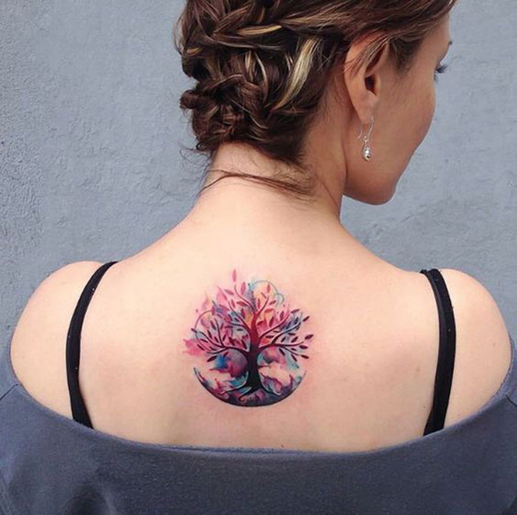 Tree Watercolor Tattoo - MyBodiArt.com