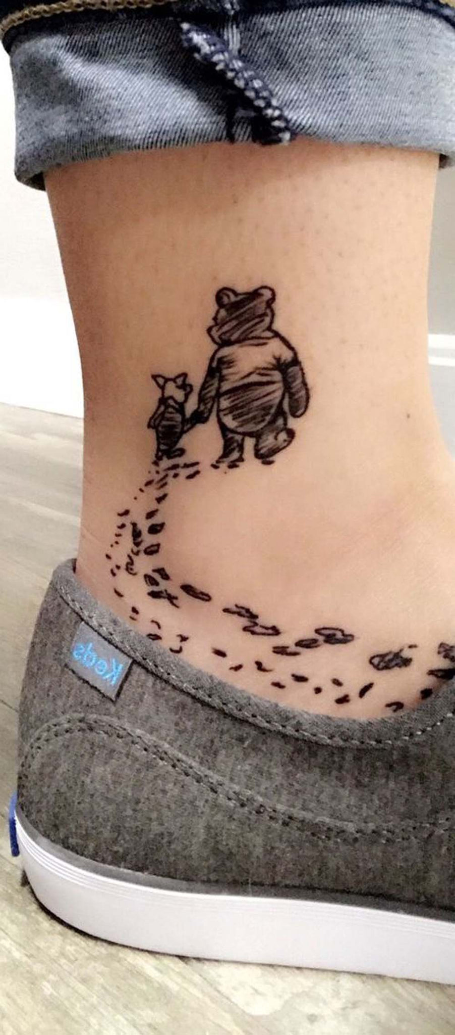 Winnie and the Pooh Ankle Foot Tattoo Ideas for Women -  llevar ideas de tatuaje de tobillo para mujeres - www.MyBodiArt.com