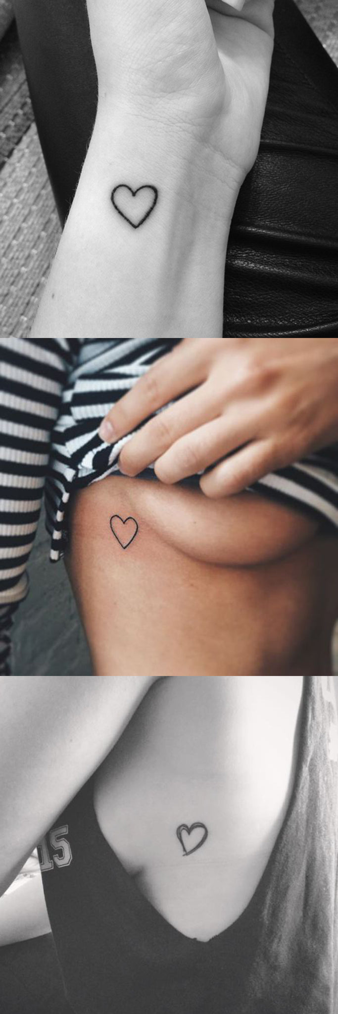 Simple Small Tattoo Ideas for Women - Heart Rib Tatt - Minimal Love Soul Wrist Tat at MyBodiArt.com