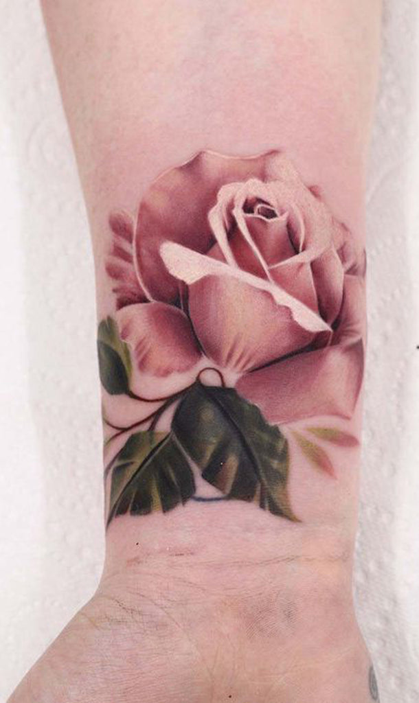 Watercolor Rose Wrist Tattoo Ideas for Women - www.MyBodiArt.com 