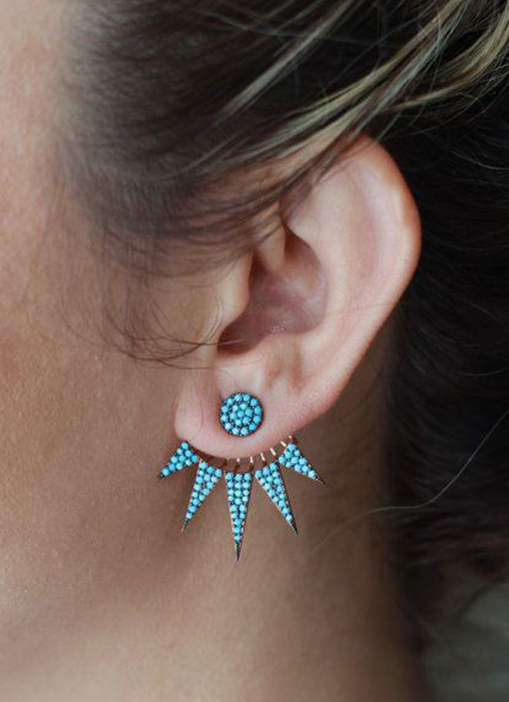 Spikes Turquoise Starburst Earring Jacket - Ear Piercing Ideas - MyBodiArt.com