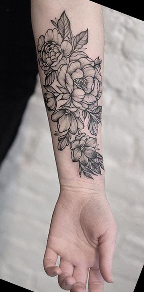 Black Wrist Flower Tattoos - MyBodiArt.com