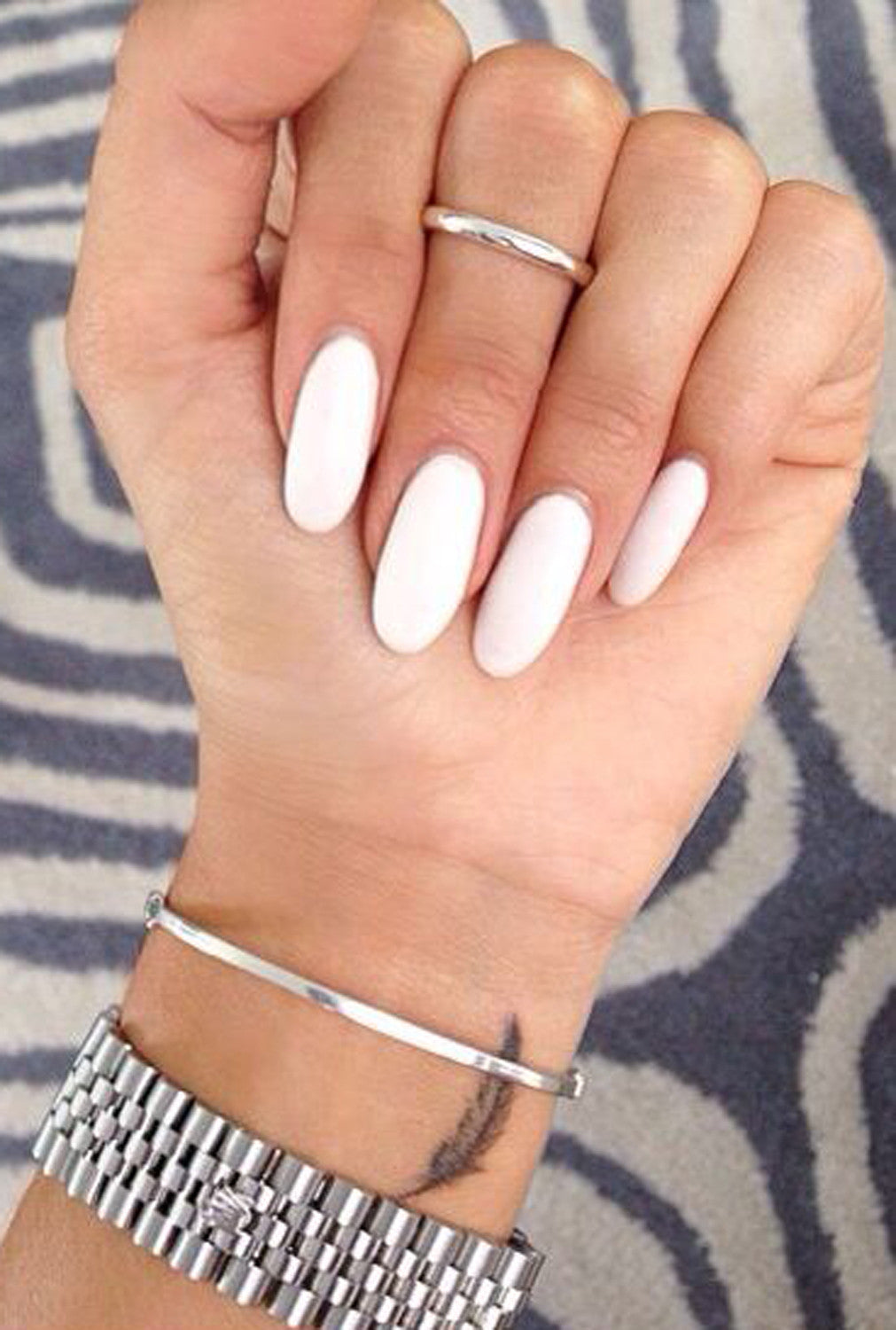 Small Wrist Feather Tattoo Ideas for Women at MyBodiArt.com - Trending Summer Design Light Pink Fake Nails 