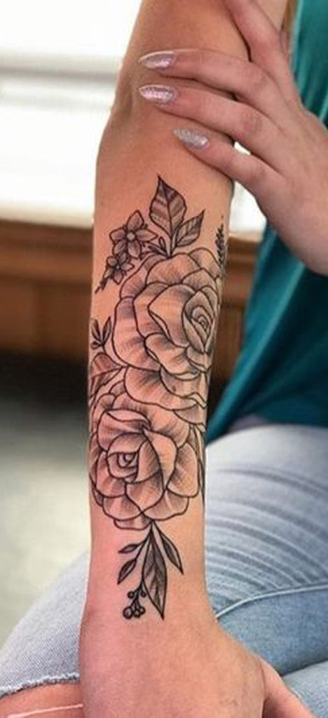 Black Rose Arm Sleeve Tattoo Ideas for Women - www.MyBodiArt.com 
