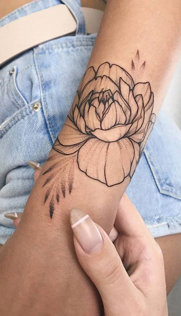 Simple Geometric Rose Arm Tattoo Ideas for Women - www.MyBodiArt.com