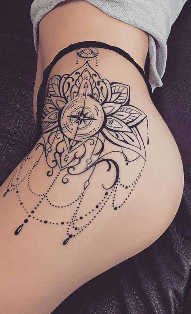 thigh tattoos for women mandala