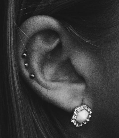Simple Triple Studs Cartilage Piercing Jewelry at MyBodiArt