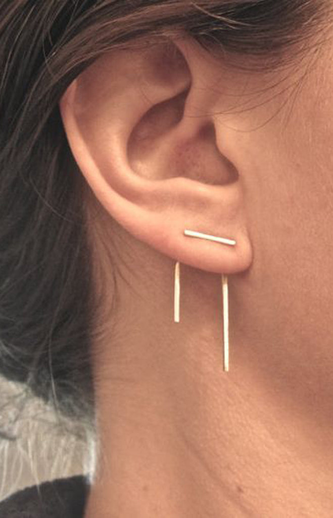 Earrings for the Minimalist - T Bar Ear Jacket Piercing - MyBodiArt.com