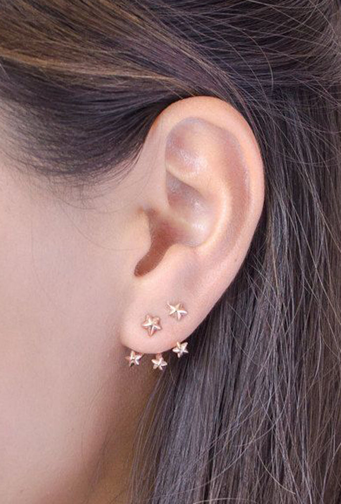 Simple Star Earrings - Starburst Ear Jacket - Unique Ear Piercing Ideas at MyBodiArt.com