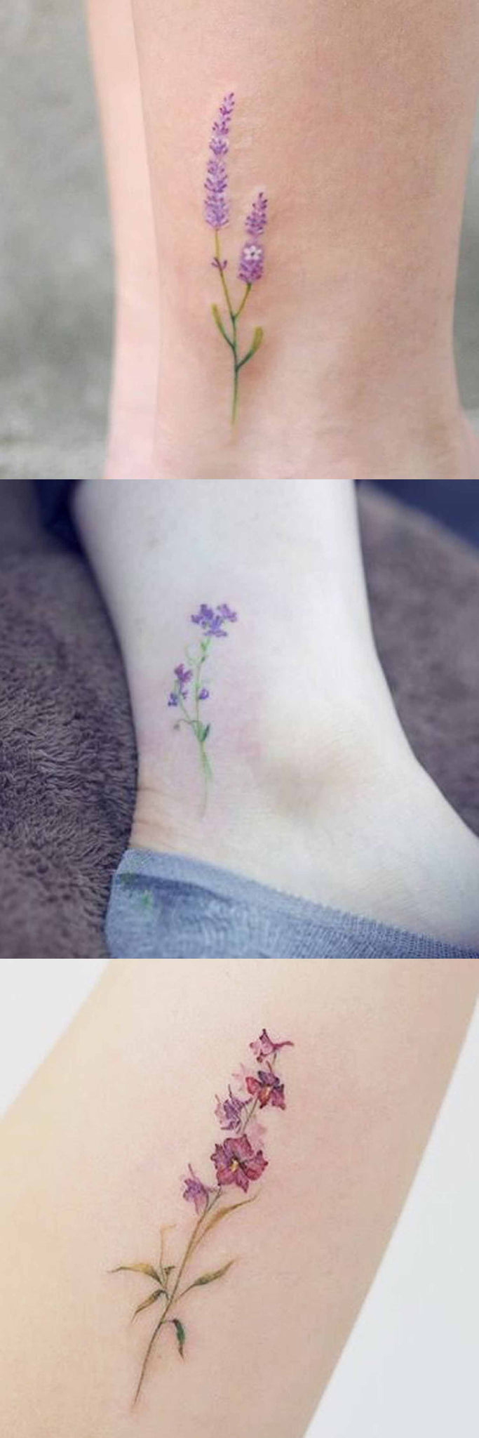 Delicate Small Minimalist Floral Flower Ankle Leg Arm Tattoo Ideas for Women at MyBodiArt.com