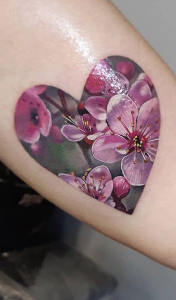 Unique Pink Floral Flower Arm Tattoo ideas for Women -  ideas del tatuaje de la flor floral de la acuarela para las mujeres - www.MyBodiArt.com