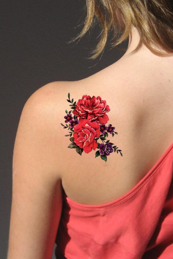 flower tattoo red