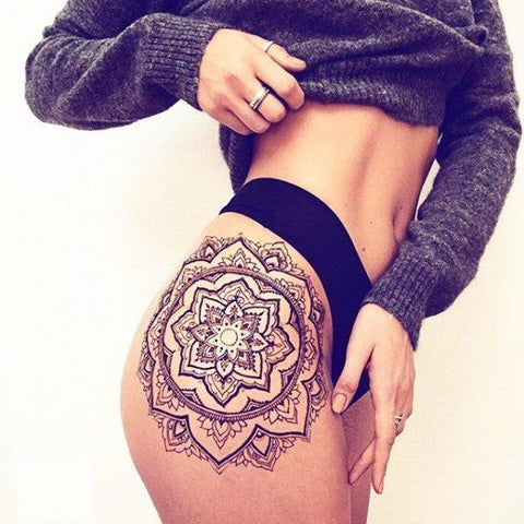 leg-mandala-lace-tattoo-abyss - Tattoo Abyss Montreal