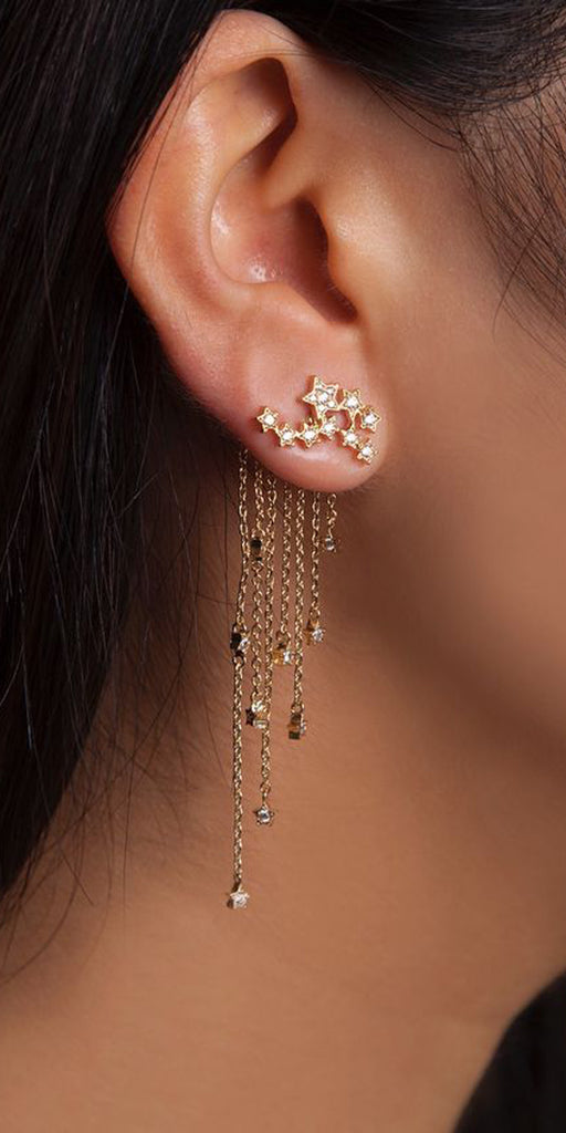 Gold Stars Ear Piercing Ideas - Ear Jacket - MyBodiArt.com