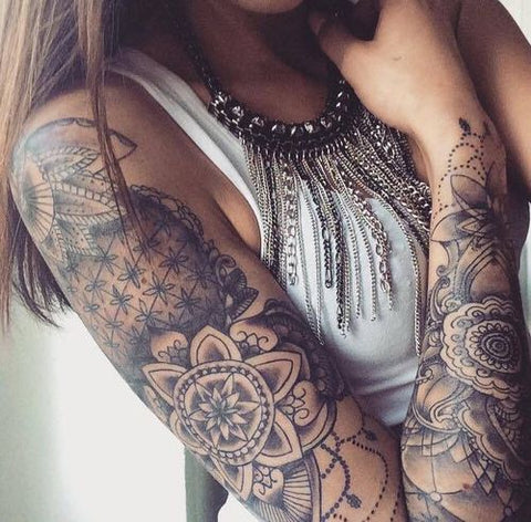 Sleeve Tattoo Ideas for Women at MyBodiArt - Mandala Temporary Tattoo