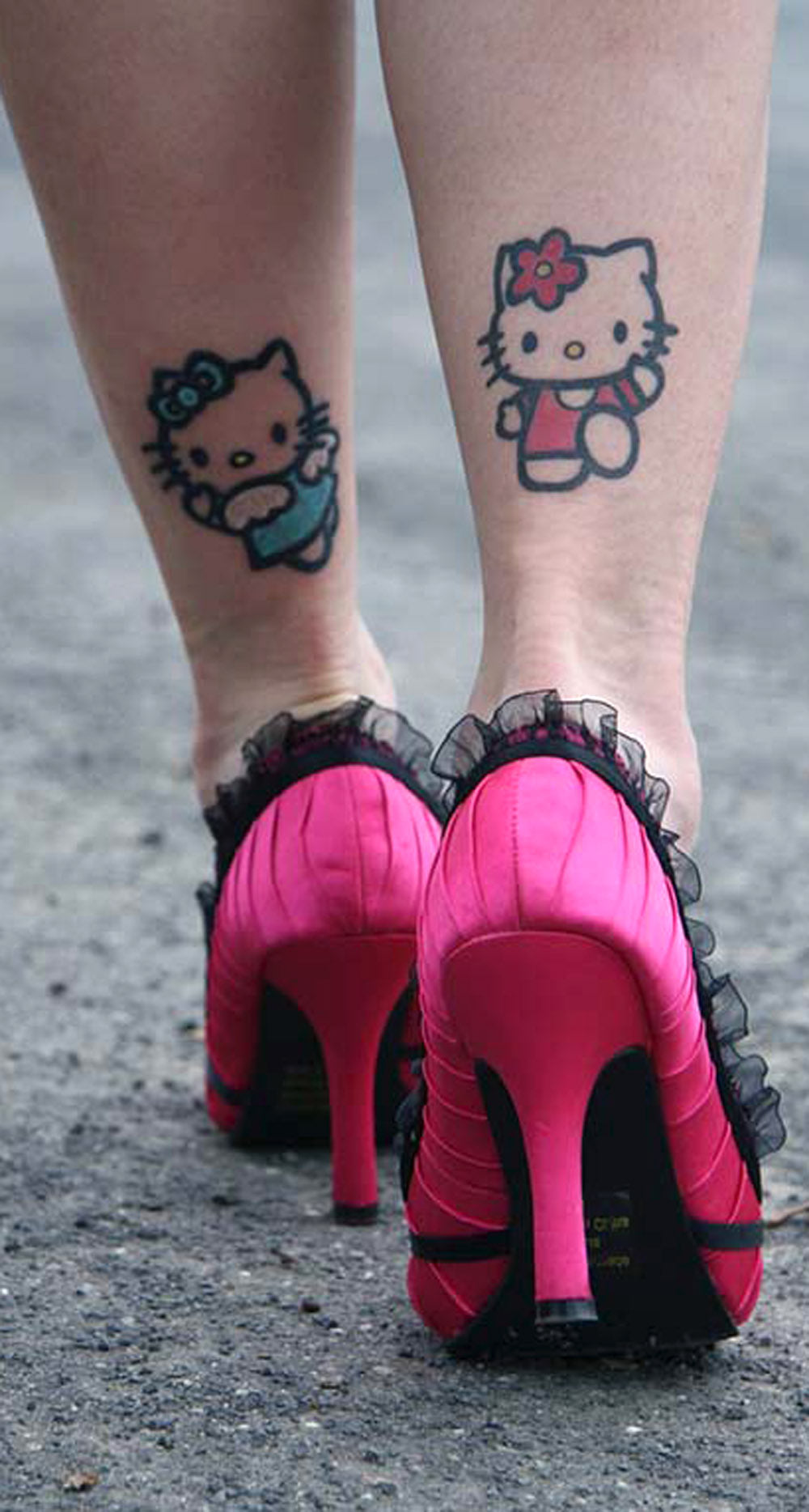 Hello Kitty Leg Calf Tattoo Ideas for Women - www.MyBodiArt.com