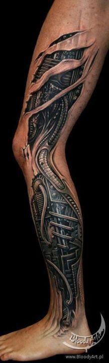 Bionic Leg Tattoo - MyBodiArt.com