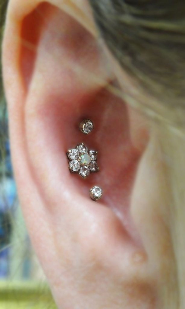 Opal Conch Flower Ear Piercing Jewelry Earring at MyBodiArt.com