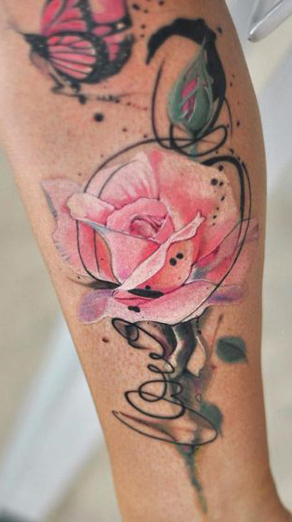 Delicate Pink Rose Watercolor Forearm Tattoo Ideas for Women - Pretty Cute Floral Flower Arm Tattoo -  ideas del tatuaje del antebrazo color de rosa de la acuarela para las mujeres - www.MyBodiArt.com 