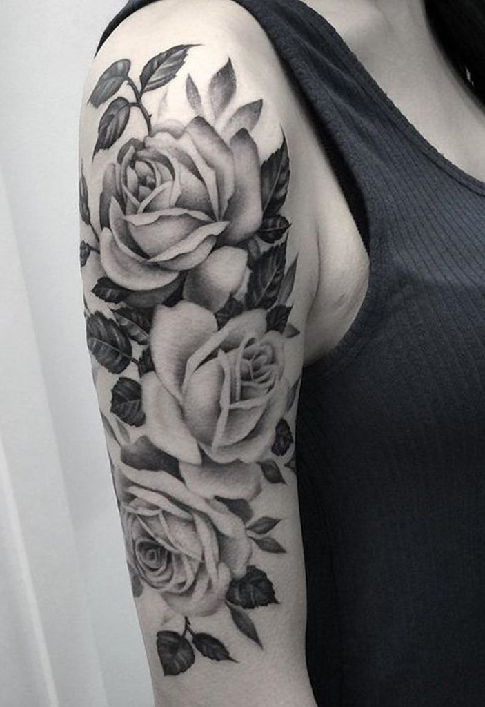 Vintage Rose Floral Arm Sleeve Tattoo for Women - MyBodiArt.com