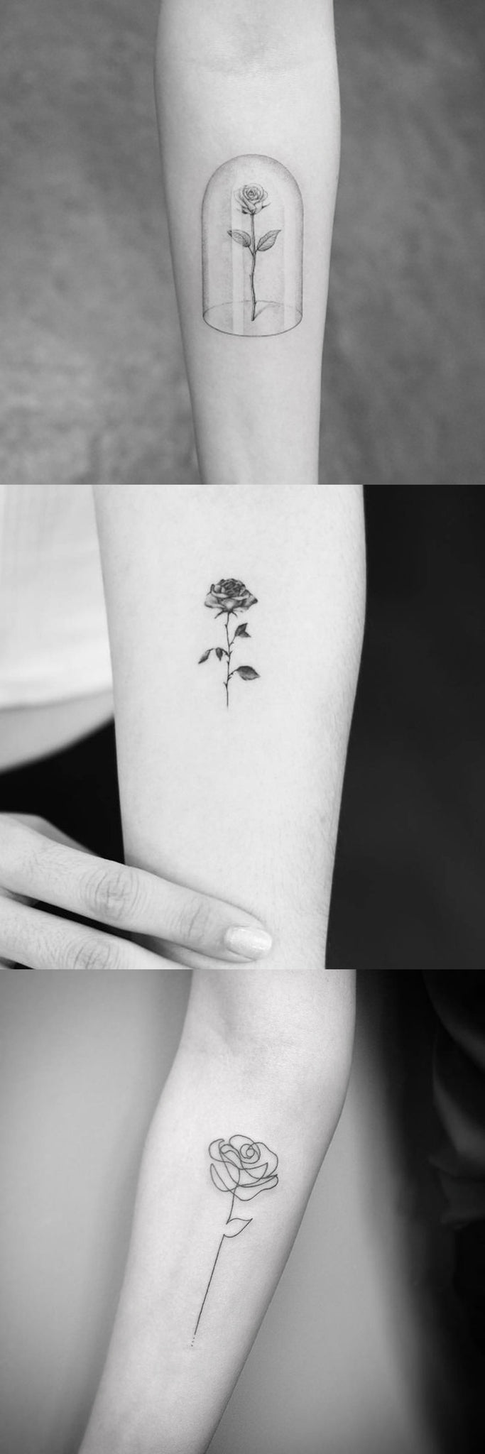 Simple Rose Arm Tattoo Ideas at MyBodiArt.com - Black and White Floral Flower Bicep Wrist Tatt Design