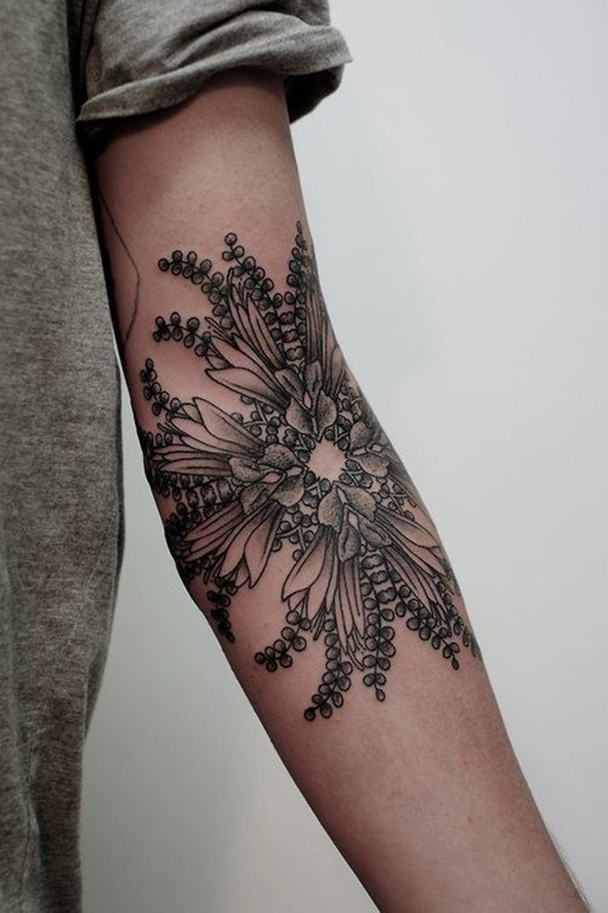 Black Flower Arm Sleeve Tattoo - MyBodiArt.com