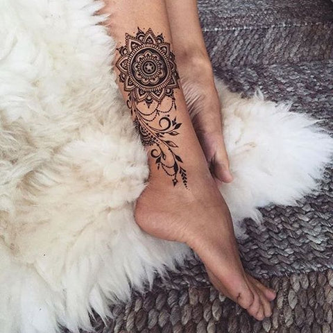 Sexiest Tattoos - Mandala Ankle Leg Tattoo at MyBodiArt