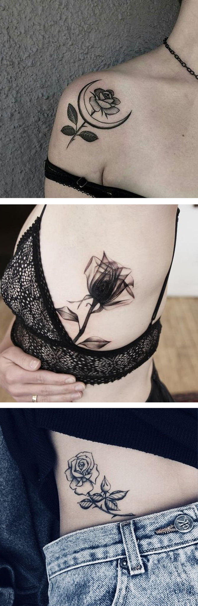 Flower Tattoo Ideas Floral Shoulder Tatouage Rose Hip Rib Black Henna tatuajes para mujeres ideas - www.mybodiart.com