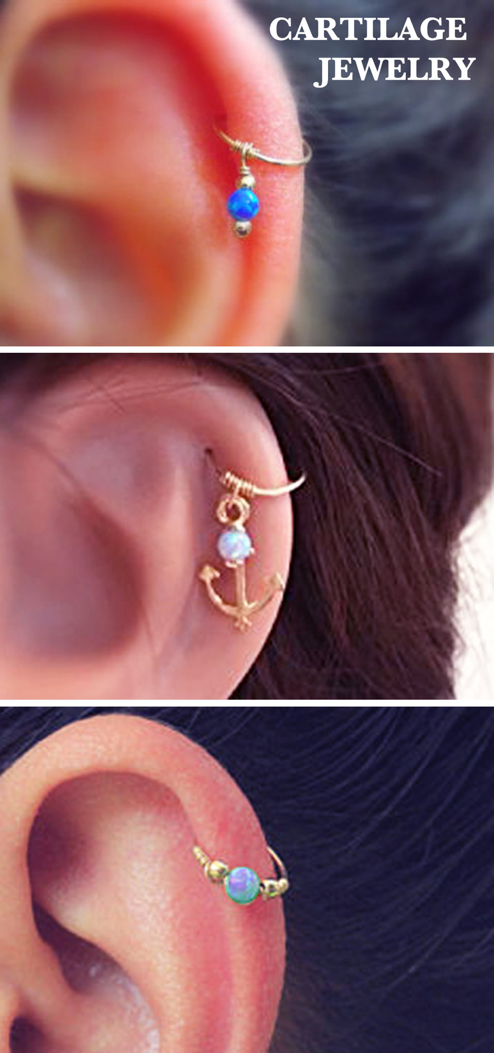 Cartilage Ear Piercing Ideas Jewelry Rings Hoops Earrings in Gold - MyBodiArt.com