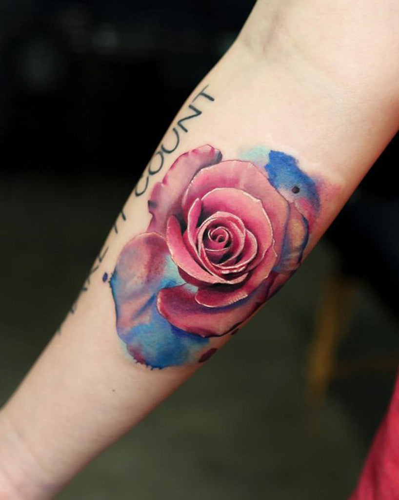 Watercolor Abstract Rose Tattoo - MyBodiArt.com
