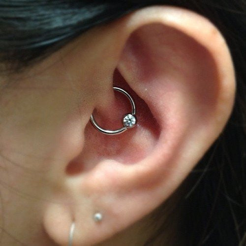 Crystal Ring Piercing Jewelry for Rook and Daith at MyBodiArt.com - Cute and Simple Ear Piercing Ideas