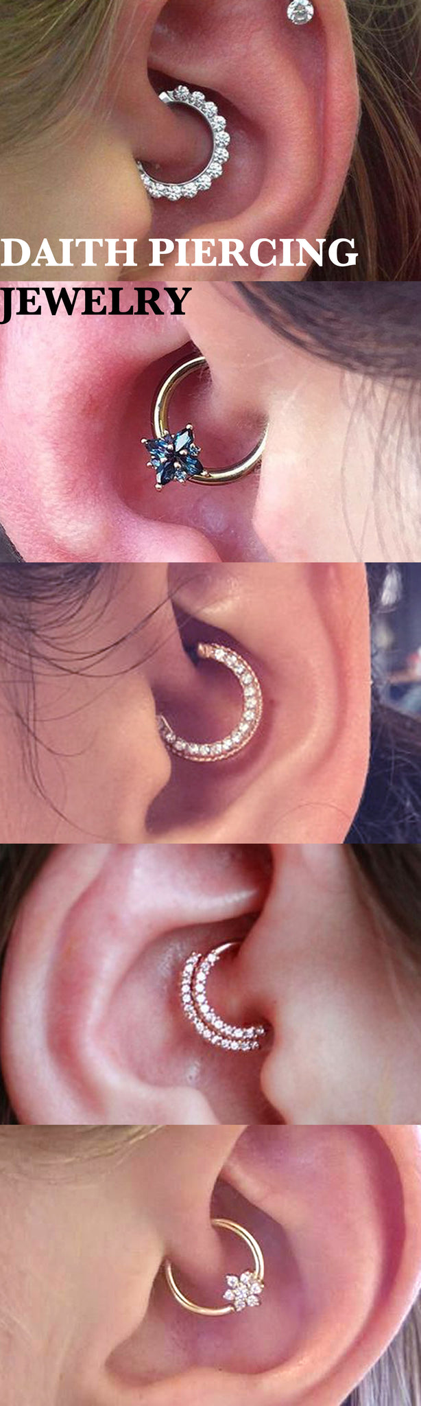 Cute Ear Piercing Ideas Rook Ring Hoop 16G  Daith Jewelry Earring in Rose Gold at MyBodiArt.com