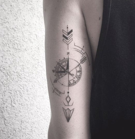 Great Compass Arrow Tattoo On Arm large