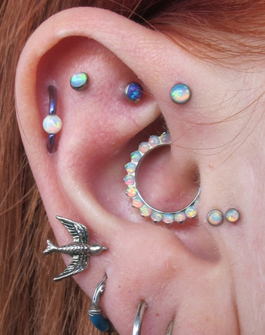 Opal Multiple Ear Piercings at MyBodiArt