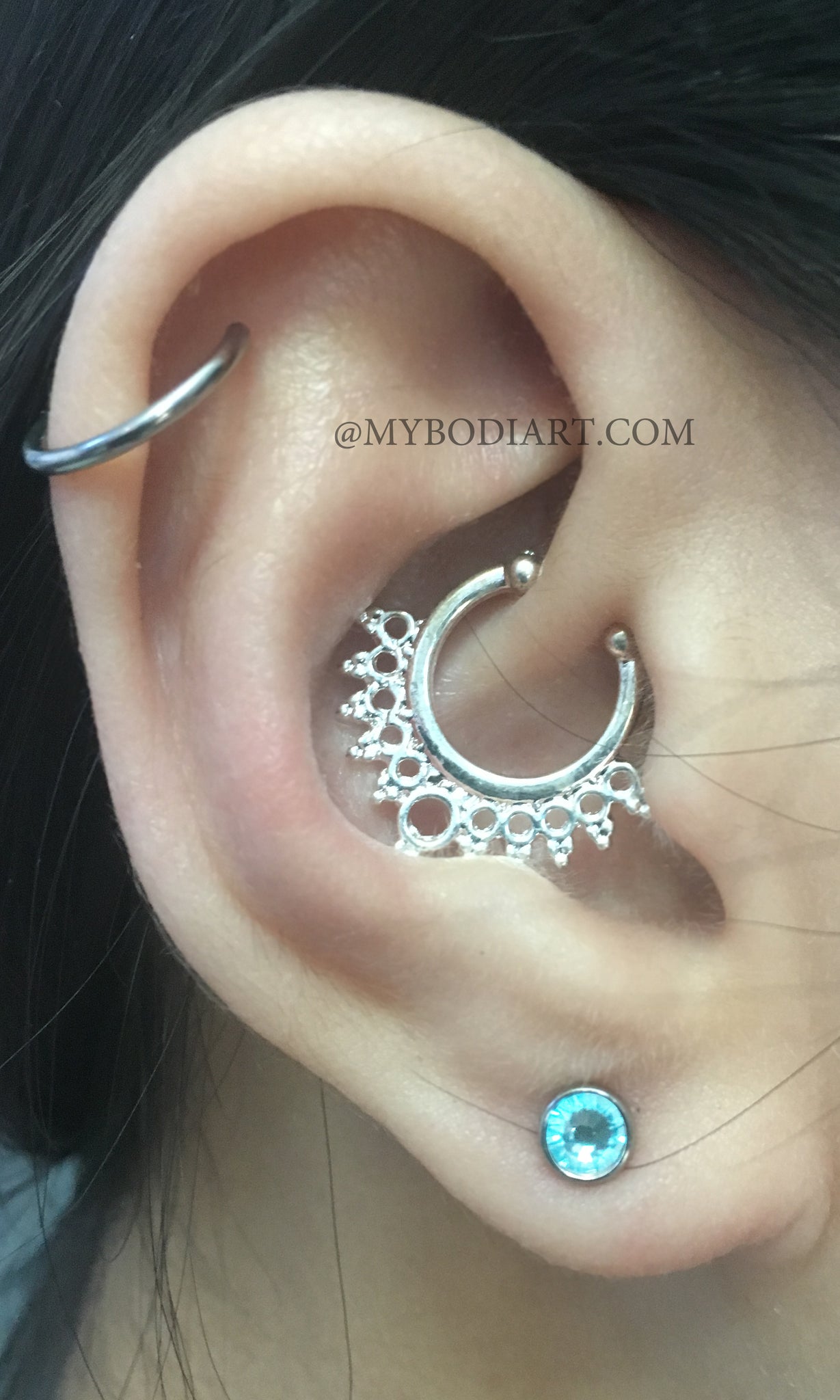 Pinterest Original Ear Piercing Ideas Cartilage Earring Ring Hoop Blue Crystal Lobe Stud - www.MyBoduArt.com
