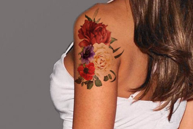 Vintage Floral Flower Rose Arm Sleeve Tattoo Ideas for Women at MyBodiArt.com
