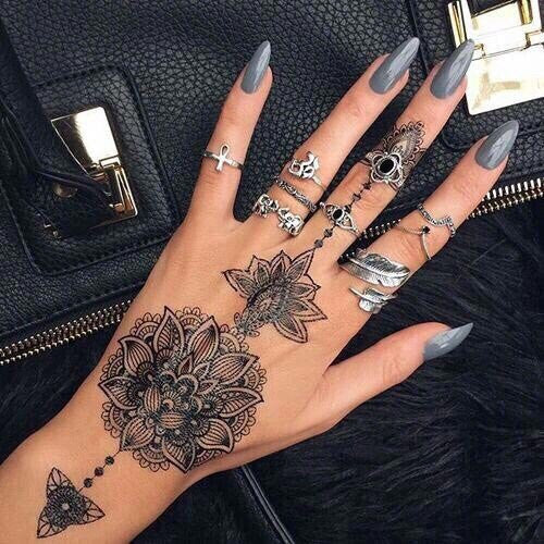 Hand Tattoos for Women - Lotus Mandala Tat - MyBodiart.com