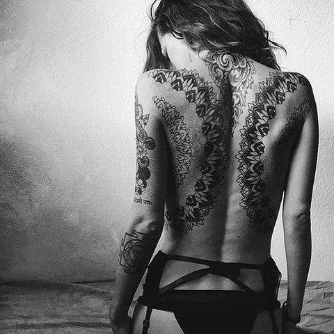 Sexy Large Mandala Back Temporary Tattoo at MyBodiArt