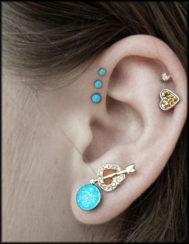 Opal Forward Helix Piercing, Tragus Earring, Cartilage Stud