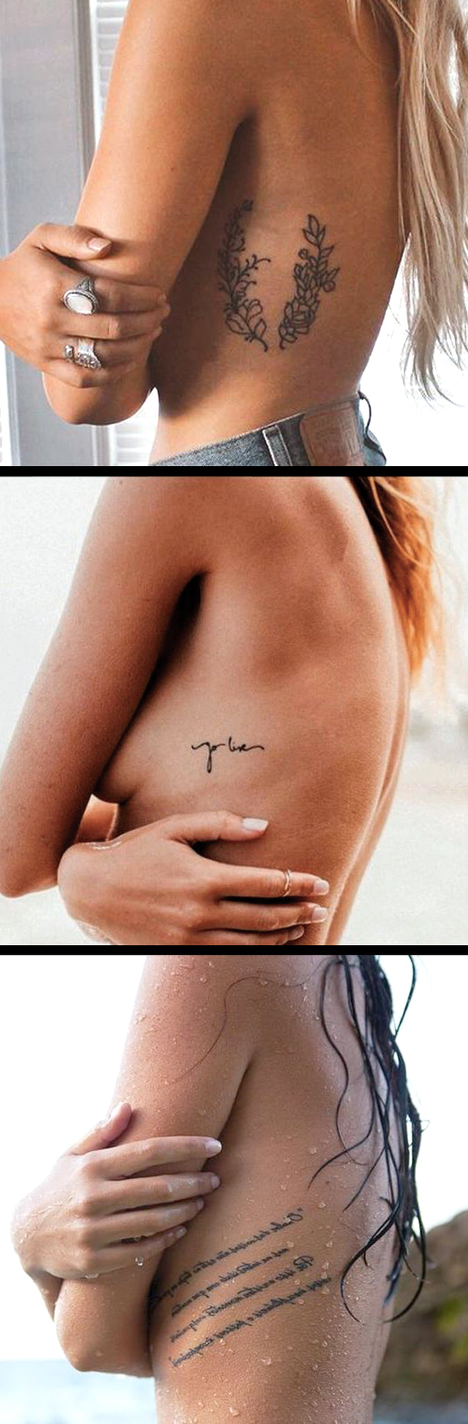 cursive tattoo ribs