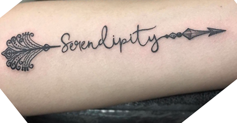 Serendipity Arrow Arm Tattoo
