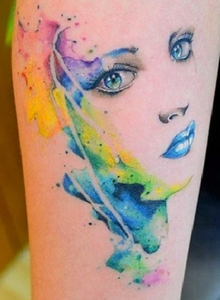 Watercolor Face Tattoo - MyBodiArt.com