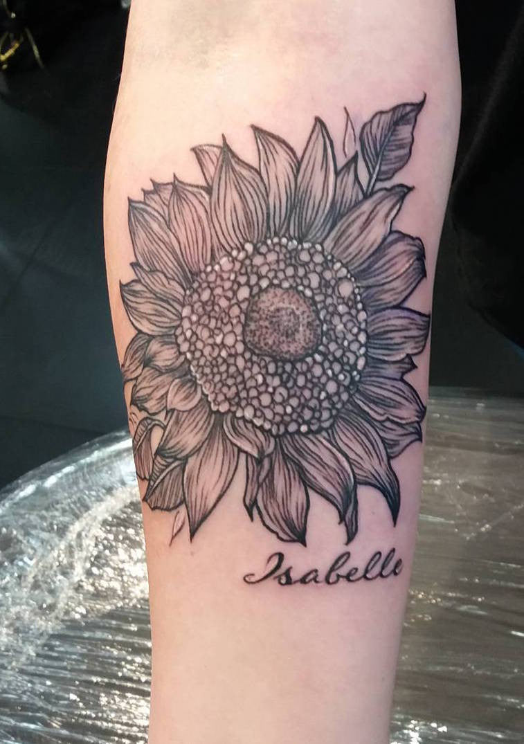 Realistic Unique Tattoo Ideas for Women - Sunflower Floral Flower at MyBodiArt.com
